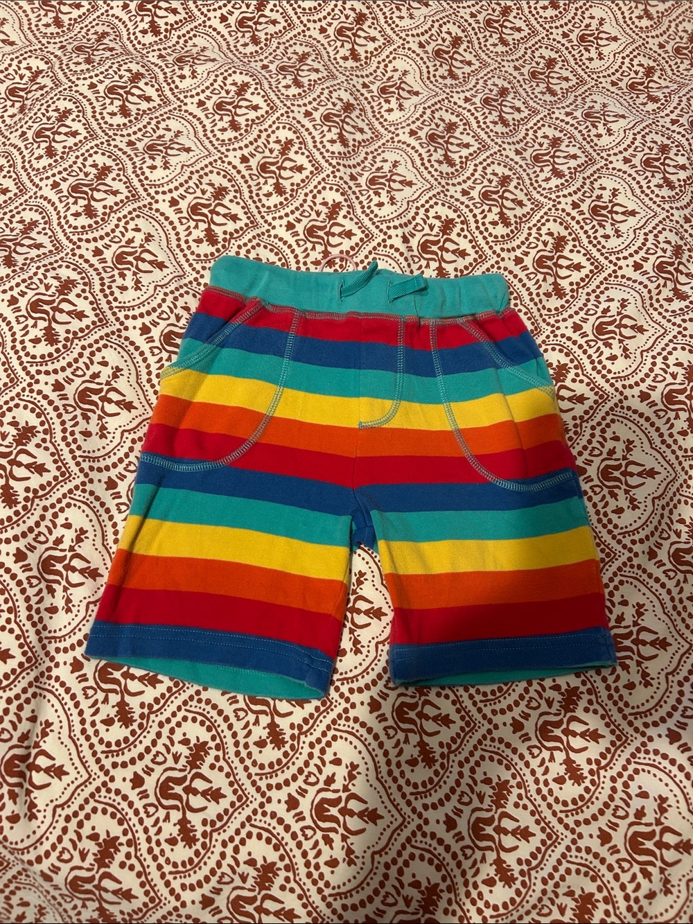 Frugi Organic Cotton Kids Rainbow Stripe Surf Shorts - Multi